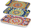 vancasso Serving Platters Set of 3, 16"/14"/12" Inch Rectangular Trays - Serving Platter Extra Large, Bohemian Ceramic Serving Dish for Entertaining Food, Microwave & Dishwasher Safe, Colorful-Ruum Studio Home