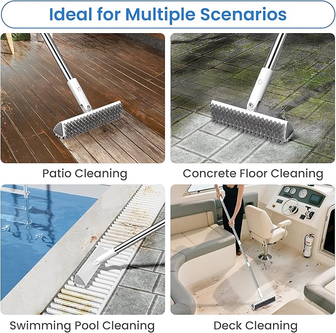 Floor Scrub Brush and Grout Brush with Long Handle–Deck Brushes for Scrubbing Heavy Duty, Stiff Bristles for Outdoor, Patio, Shower, Garage, Tile and Concrete Floor Cleaning 55 inches-Ruum Studio Home