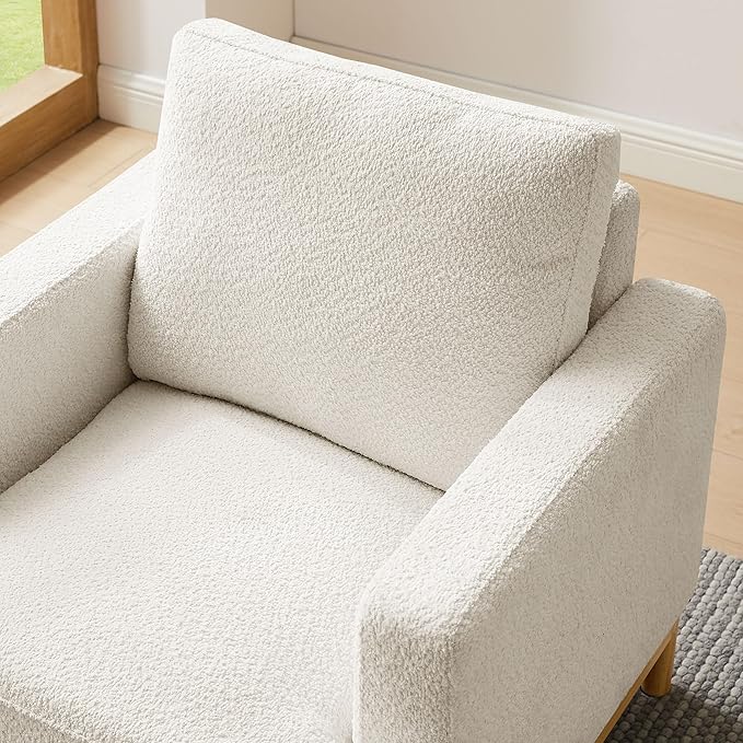 Oversized Accent Chair, Mid Century Modern Upholstered Armchair for Living Room, Comfy Chair for Bedroom Reading Chair, Single Sofa for Small Space with Rubberwood Base-Ruum Studio Home