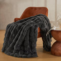 JELLYMONI Faux Fur Throw Blanket, Dark Grey Cozy Plush Bubble Bed Blanket, Thick and Warm, Queen (90" x 90")-Ruum Studio Home