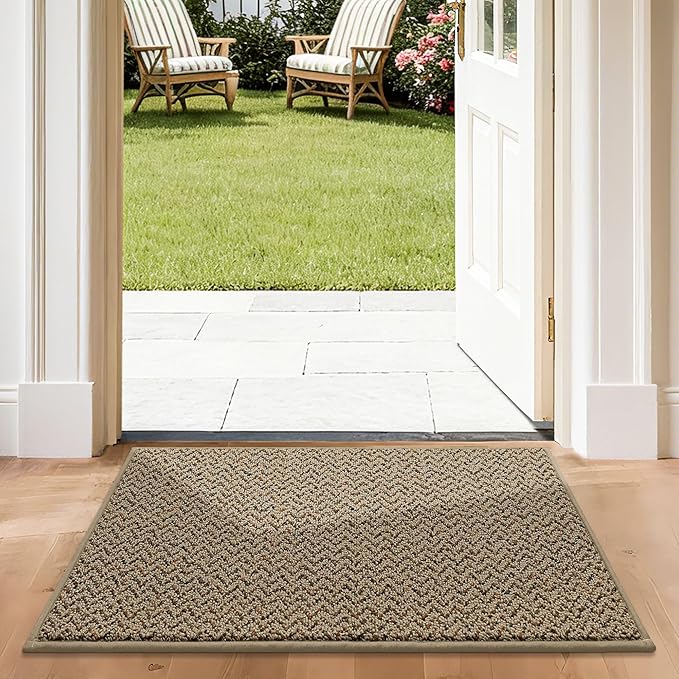 COSY HOMEER-Door-Mat 24"x36" Non Slip Absorbent Entryway Rugs Dirt Trapper Doormats Washable Entrance Mats Low Pile Welcome Floor Mat for Front Back Door and Entry Mats,Taupe-Ruum Studio Home