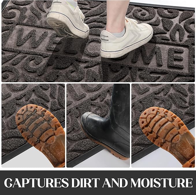 Yimobra Welcome Mat Outdoor, 36x24 Waterproof Door Mat Outside Entrance, All-Weather Non Slip Front Door Mat, Low-Profile Entryway Mat Indoor, Porch and Patio, Brown-Ruum Studio Home