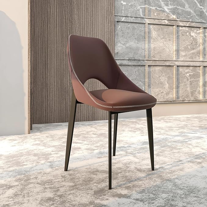 LeisureMod Amalfi Upholstered Fabric Dining Chair – Modern Side Chair with Iron Legs, Mid-Century Accent Chair for Dining Room or Kitchen-Ruum Studio Home