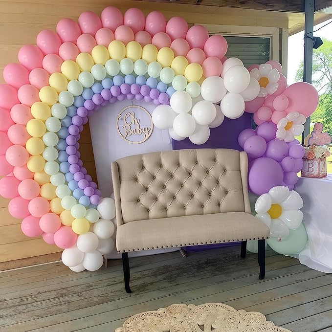 Rainbow Linking Balloons, 130PCS Colorful Quick Link Balloons Assorted, Multicolor Connecting Balloon Arch Kit for Kids Girls Baby Shower Easter Rainbow Unicorn Theme Birthday Party Decorations-Ruum Studio Home