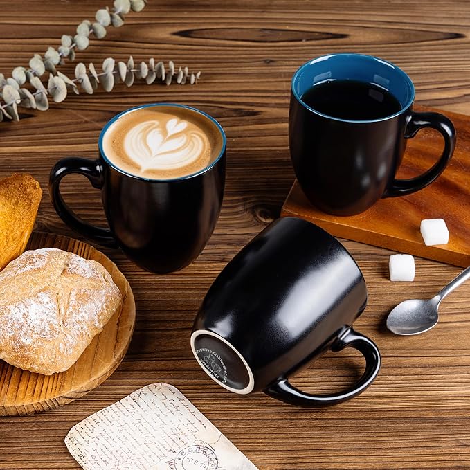 GBHOME 16oz Coffee Mugs Set of 6, Large Ceramic Coffee Mugs for Man, Woman, Dad, Mom, Modern Coffee Mugs Set with handle for Tea/Latte/Cappuccino/Milk/Cocoa. Dishwasher&Microwave Safe,Blue-Ruum Studio Home