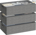 3PCS Under Bed Storage Bins with Metal Frame, Linen Fabric Frame Storage Box Clothes Organizer Bins, Underbed Container with Clear Window (Dark Grey, 15.7 x 13 x 6IN)-Ruum Studio Home