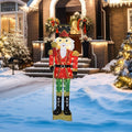 5.9FT Lighted Nutcracker with Mace for Christmas Decoration, 3D Pre-Lit Iridescent Soldier Xmas Decor with 100 Warm White Lights, Glittered Standing Holiday Display for Outdoor, Indoor-Ruum Studio Home