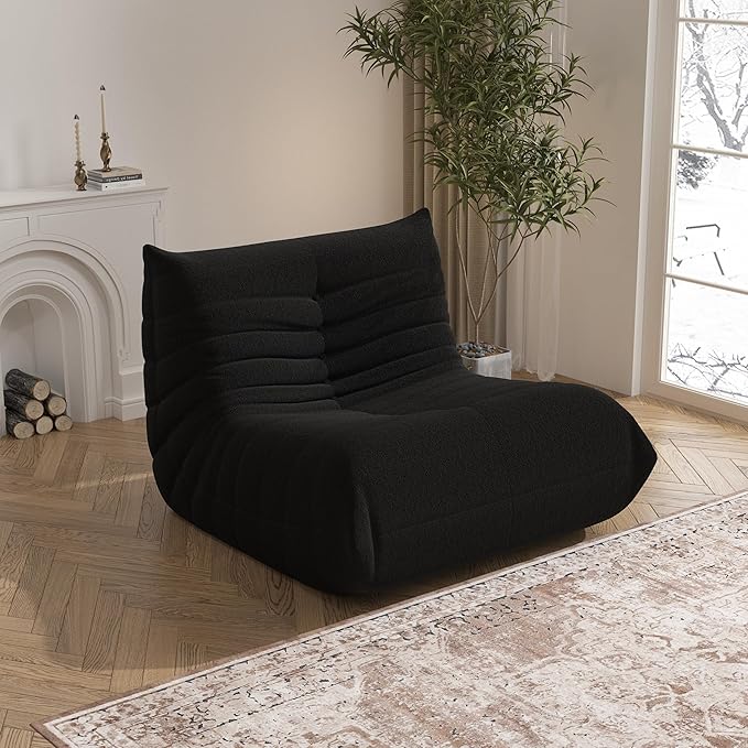 Bean Bag Chair, Memory Foam Bean Bag Sofa Large Bean Bag Chair for Adults, Bean Bag Chairs for Teens with High Density Comfortable Foam, Bean Bag for Living Room, Bedroom (Black)-Ruum Studio Home