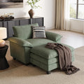 LINSY HOME Sofa Chair with Movable Ottoman - Corduroy Cloud Couch Chair Soft Comfy Modern Sofa Chaise Single Sleeper Chair Bed for Living Room Apartment Office, Green-Ruum Studio Home
