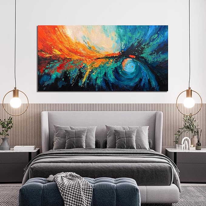 Canvas Wall Art Decor Wall Art Pictures For Living Room Blue Green Wall Art Decor Canvas Abstract Art Work Colorful Abstract Wall Art Paintings Prints For Bedroom Office Kitchen Wall Decor 20" x 40"-Ruum Studio Home