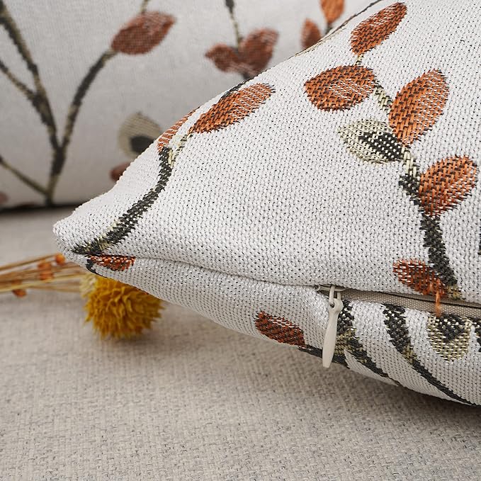YOUR SMILE Classical Embroidery Jacquard Orange Square Decorative Throw Pillow Case Cushion Cover,12x20 inch-Ruum Studio Home