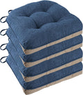 Non Slip Chair Cushions for Dining Chairs Set of 4 Kitchen Chair Cushions 18"x18"x3" Turfted Chair Pads Comfortable and Soft Seat Cushion with Ties, Royal Blue-Ruum Studio Home