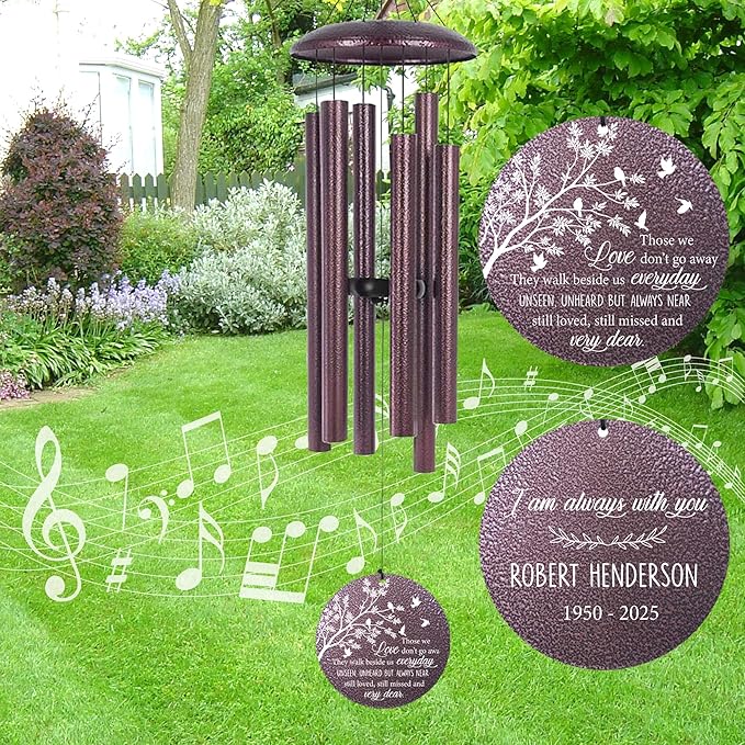 ASTARIN 36" Deep Tone Personalized Wind Chime Memorial, Tree of Life Custom Sympathy Gifts for Loss of Mom/Dad, Bird Remembrance Wind Chimes for Grieving Funeral Condolences(Produced in USA)-Ruum Studio Home
