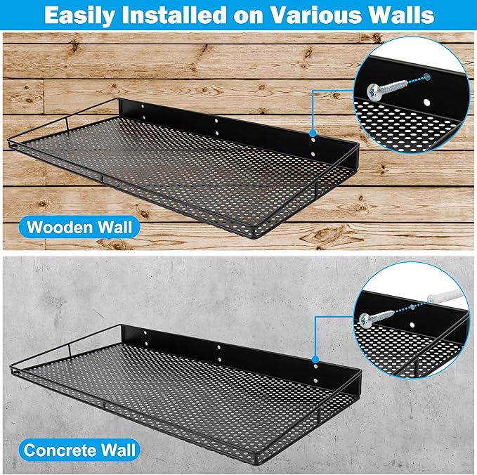 RedCall Heavy-Duty Wall Shelf, 2 Pack Garage Shelf, 23.5" x 12" Large Wall Mounted Shelves for Garage, Laundry Room, Closet, Holds Up to 75 Lbs-Ruum Studio Home
