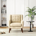 UIXE Faux Leather Accent Chair, Modern Arm Club Chair Upholstered Armchair for Living Room, Comfy Single Sofa Seats Button Tufted Reading Seating, Cream-Ruum Studio Home
