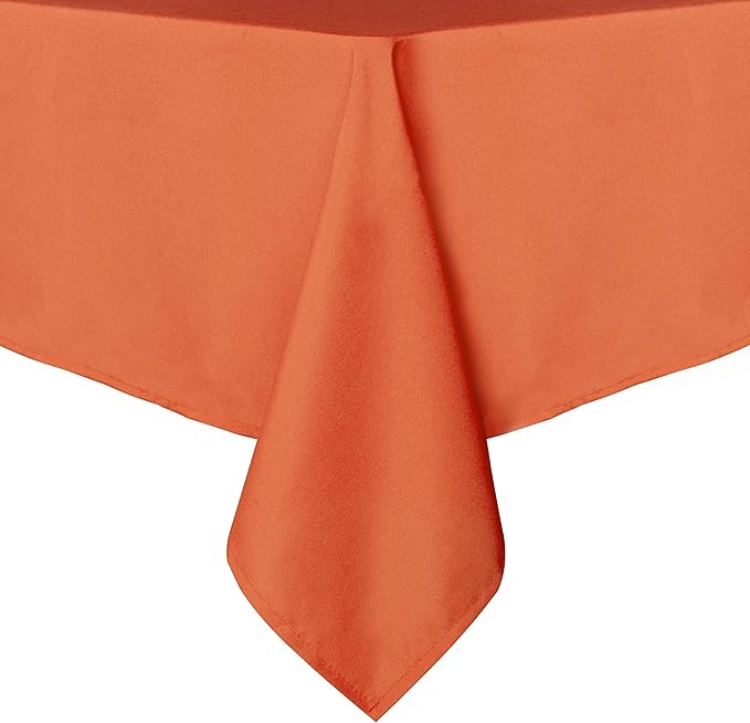 sancua Rectangle Tablecloth - 60 x 120 Inch - Stain and Wrinkle Resistant Washable Polyester Table Cloth, Decorative Fabric Table Cover for Dining Tables, Buffet Parties and Camping, Orange-Ruum Studio Home
