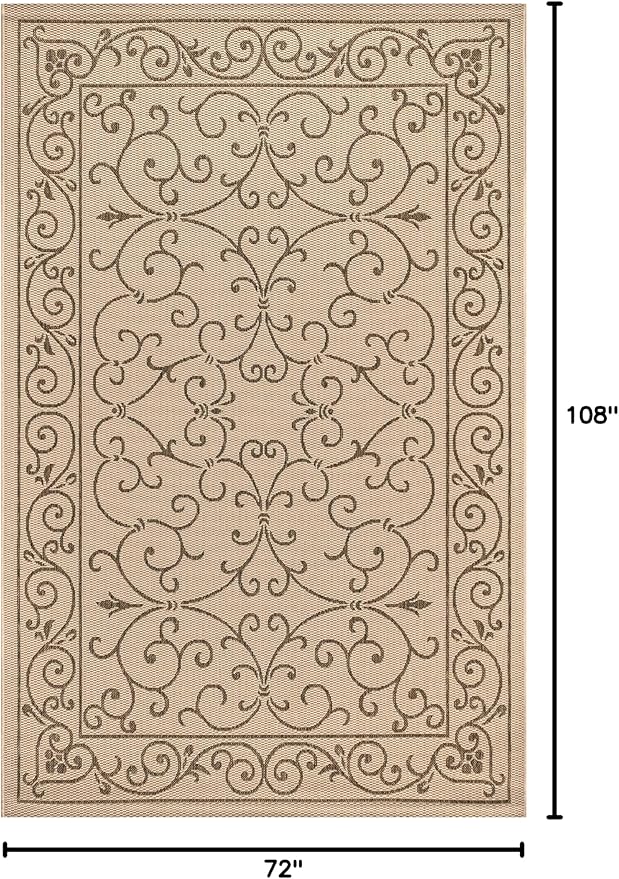 JONATHAN Y Vintage Filigree Indoor Outdoor Area Rug 6X9 Beige/Brown, Charleston Textured Weave for Backyard, Patio, Porch, Easy-Cleaning, High Traffic, Pet-Friendly, Non-Shedding (SMB106A-6)-Ruum Studio Home