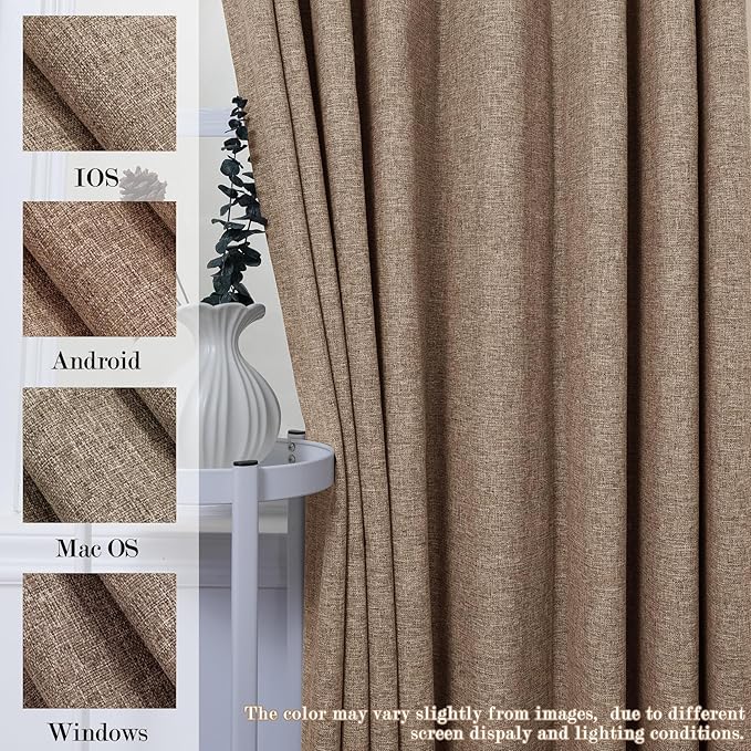120" Wx108 L Linen Room Divider Drapes for Doorway/Glass Window/Sliding Door/Patio, Extra Wide Pinch Pleated Full Blackout Curtains for Girls Boys Teen Kids Room, 1 Panel, Taupe-Ruum Studio Home