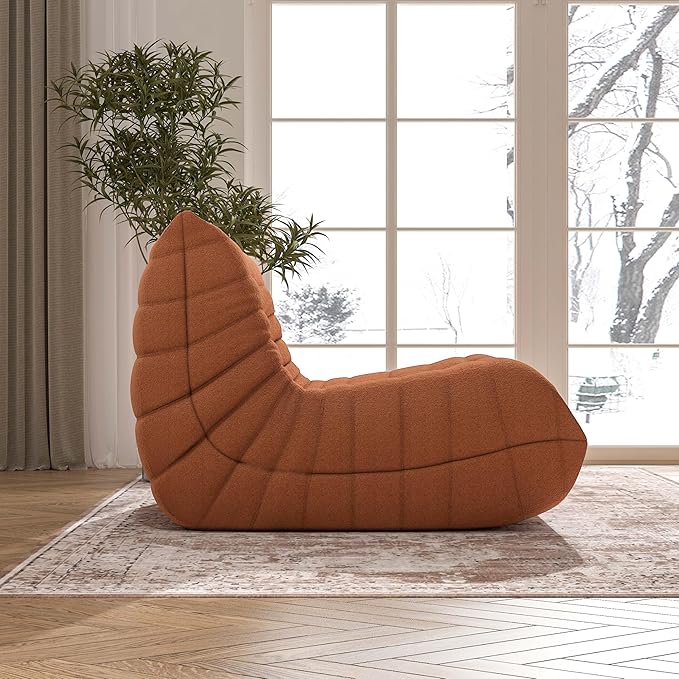Bean Bag Chair, Fireside Chair Bean Bag Sofa Large Bean Bag Chair for Adults, Bean Bag Chairs for Teens with High Density Comfortable Foam, Memory Foam Bean Bag for Living Room, Bedroom (Orange)-Ruum Studio Home