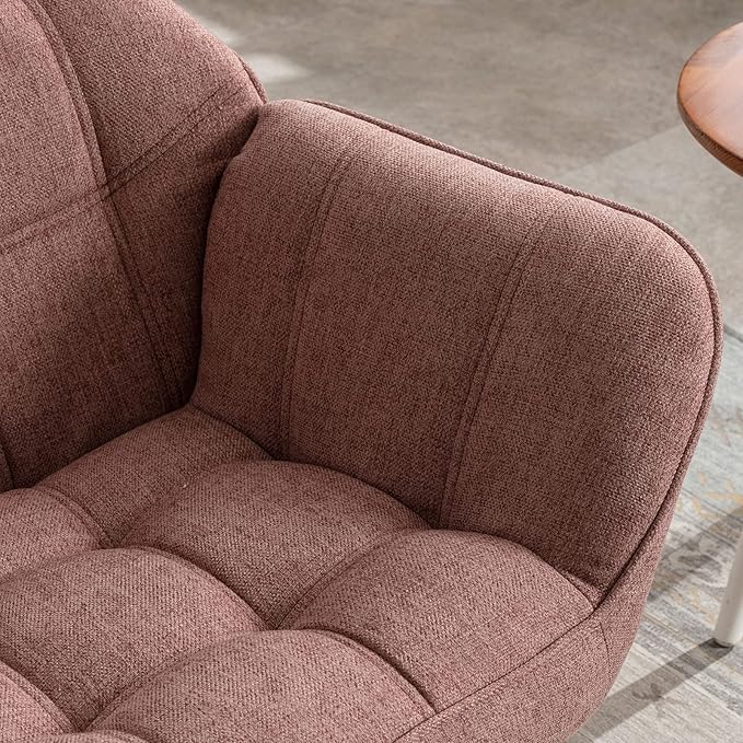 48" Small Loveseat Sofa, Modern Linen Fabric Mini Sofa Couch 2-Seater Love Seat with Quilting Backs and Wood Legs for Living Room, Bedroom and Small Space, Pink-Ruum Studio Home