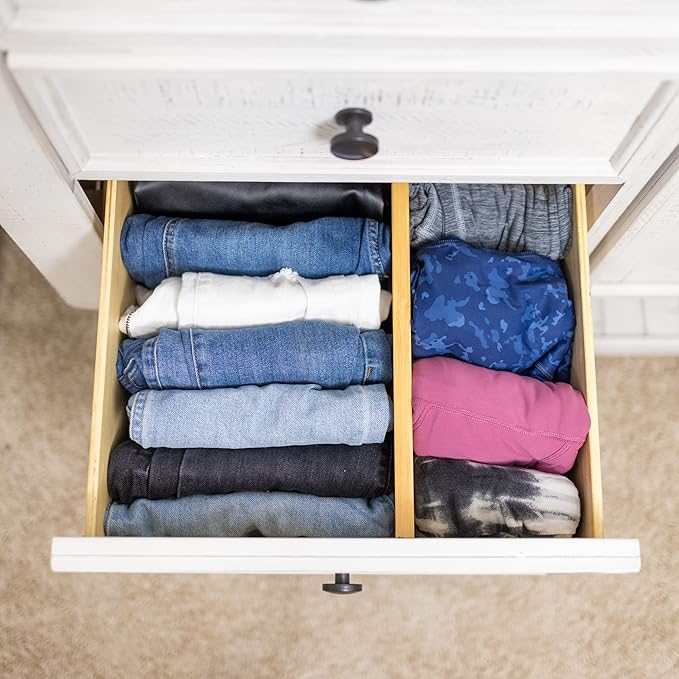 Fabsome Drawer Divider 6 Pack, Bamboo Dresser Organizers for Clothes Socks Underwear Baby Clothing, Wooden Separators for Nursery Organization Adjustable from 12.5'' to 17'' with Soft Foam Ends-Ruum Studio Home