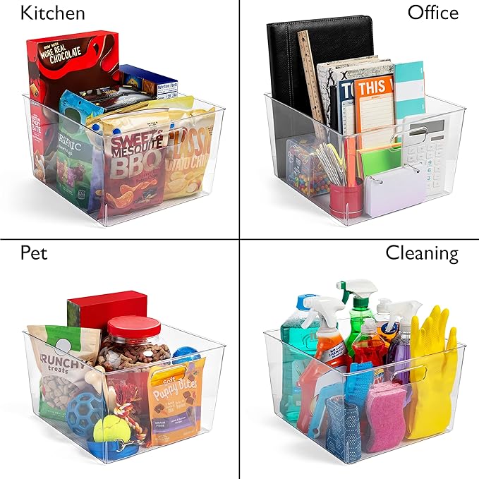 ClearSpace Clear Plastic Storage Bins – XL 6 Pack Perfect Kitchen or Pantry Organization Fridge Organizer and Storage Bins, Cabinet Organizers-Ruum Studio Home
