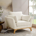Large-Sized Accent Chair, Thick Cushion Bedroom Reading Chair, Comfortable Living Room Single Sofa, Boucle Milky White-Ruum Studio Home