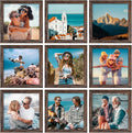 Vittanly 8x8 Picture Frames Set of 9, Shatter Resistant Plexiglass, Display 4x4 Pictures with Mat or 8x8 without Mat, Photo Frames for Wall Mount, Engineered Wood, Brown-Ruum Studio Home