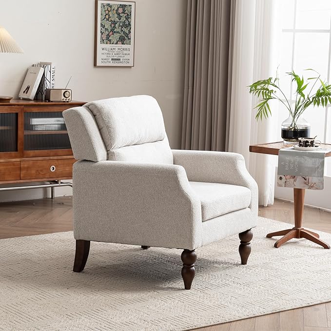 Kidol & Shellder Beige Oversized Accent Chair for Living Room Set of 2 Modern Reading Chair with Back Wide Upholstered Comfy Single Sofa Chair for Bedroom Lounge Side Corner Boucle Fabric Armchair-Ruum Studio Home