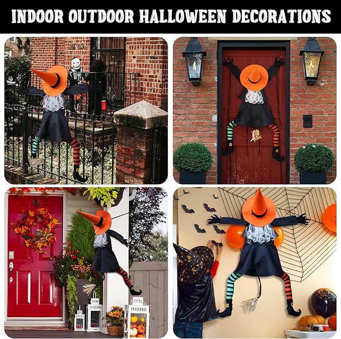 POPGIFTU 53" Halloween Crashing Witch Decoration – Funny Flying Witch for Tree, Yard, Porch & Outdoor Halloween Decor-Ruum Studio Home