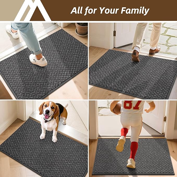 COSY HOMEER-Door-Mat 20" x 32" Non Slip Absorbent Entryway Rugs Dirt Trapper Doormats Washable Entrance Mats Low Pile Welcome Floor Mat for Front Back Door and Entry Mats,Dark Grey-Ruum Studio Home