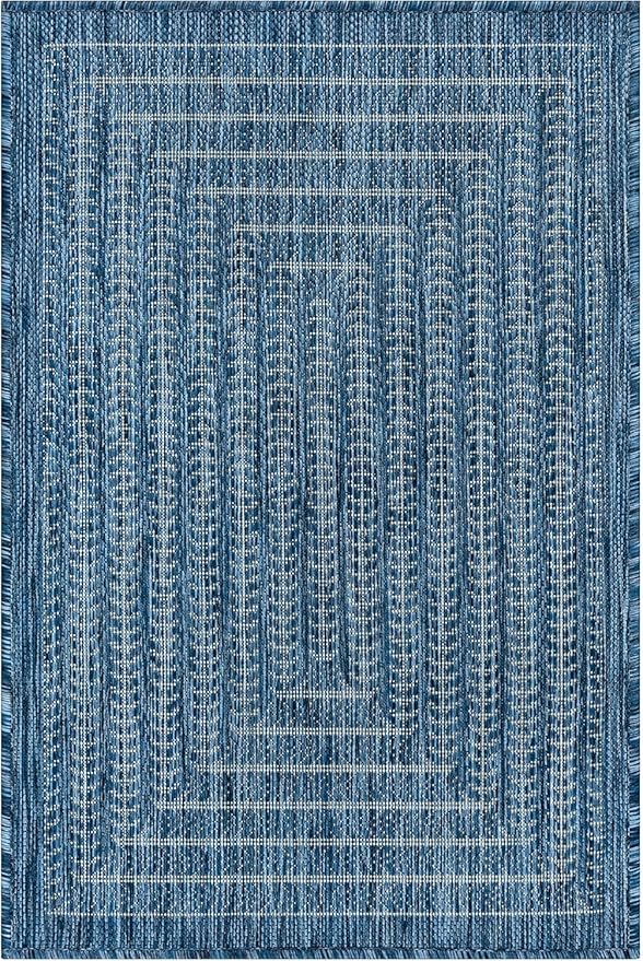 Adiva Rugs Outdoor Indoor Area Rug, Weather Resistant, Easy to Clean, Stain Resistant Floor Mat for Dining Room, Backyard, Deck, Patio (Azure Denim Blue, 6' X 9')-Ruum Studio Home