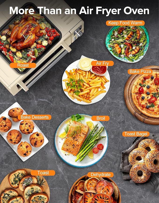 Nuwave Bravo Pro Smart Air Fryer Toaster Oven Combo, Airfryer Convection Oven Countertop, 10-in-1 Functions with Quicker & Even Crisp Technology, 1800W, 50-450°F, PFAS-Free, 21QT, Vanilla Cream-Ruum Studio Home
