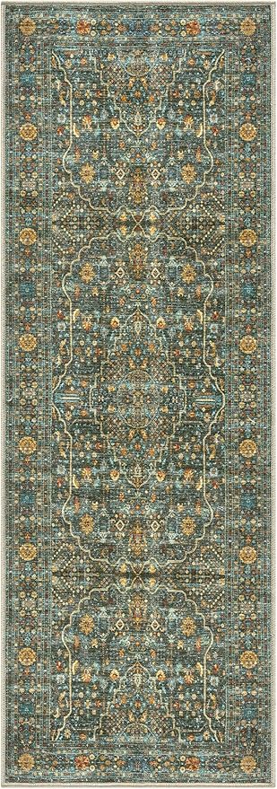 Keen Home Design 2x12 Rug - Machine Washable Runner Rug with Non-Slip Backing, Ideal for Hallway, Entryway, Kitchen, Laundry Room - Vintage, Easy Clean, Durable, Low Pile - (2'6" x 12')-Ruum Studio Home