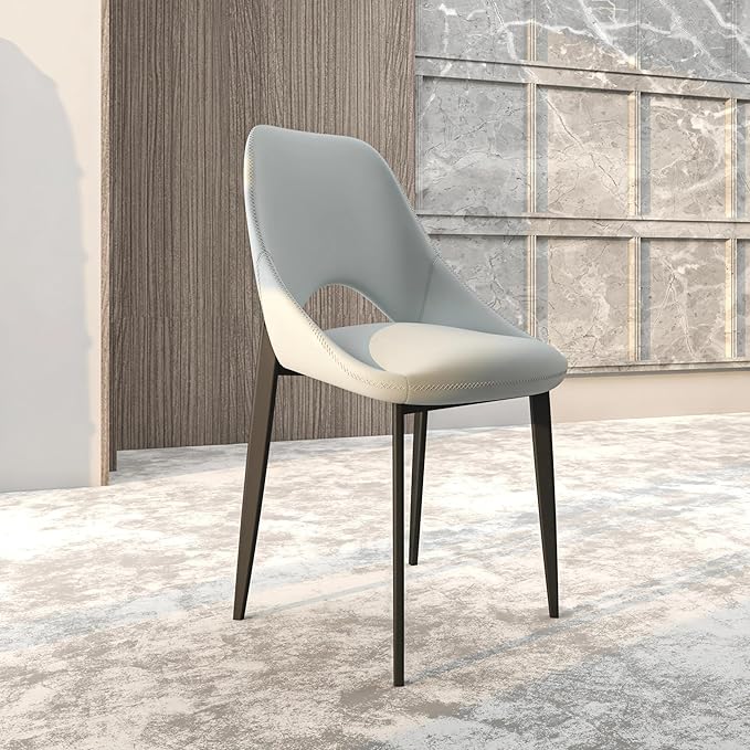 LeisureMod Amalfi Upholstered Fabric Dining Chair – Modern Side Chair with Iron Legs, Mid-Century Accent Chair for Dining Room or Kitchen-Ruum Studio Home
