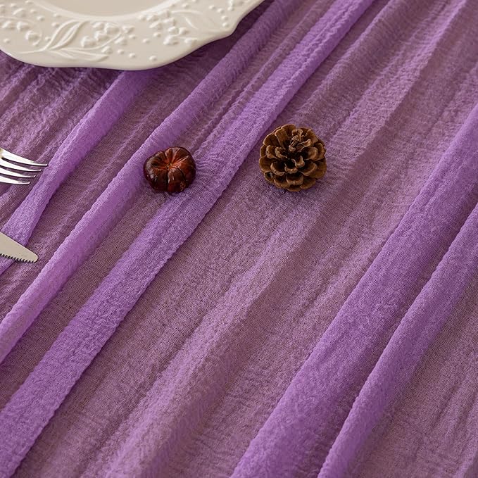 3pcs Lilac Gauze Rustic Cheesecloth Table Runner 120 Inch 10 FT for Wedding Baby Shower Bridal Shower Birthday Engagement Garden Outdoor Party Long Sheer Boho Decorations-Ruum Studio Home