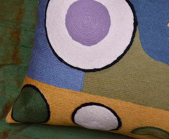 Lumbar Kandinsky Abstract Pillow Cover - Soul Modern Chair Pillowcase Abstract Couch Cushion Contemporary Pillowsham Farmhouse Sofa Handmade Wool Size 14x20-Ruum Studio Home