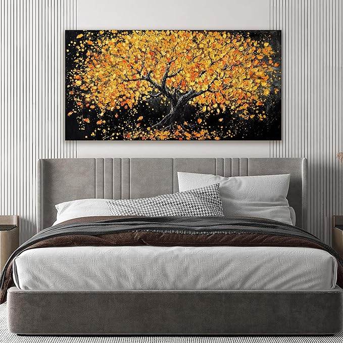 Canvas Wall Art Decor Artwork for Walls Black and Gold Wall Art Decor Tree of Life Wall Art Pictures for Living Room Tree Wall Art Modern Wall Art Prints Art Work for Home Office Wall Decor 20" X 40"-Ruum Studio Home