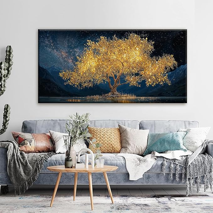 Tsomzxng Canvas Wall Art Decor Modern Large Wall Art For Living Room 29 X 58 Inches Gold Tree Of Life Abstract Wall Decor Paintings Picture For Bedroom Dining Room Home Office Artwork-Ruum Studio Home