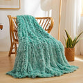 XeGe Luxury Fluffy Throw Blanket, Emerald Green Soft 50x60 Faux Fur Blanket Throw, Shaggy Plush Decorative Couch Blanket, Cute Furry Throw Fuzzy Blanket for Sofa Bed, Ombre Emerald Green-Ruum Studio Home