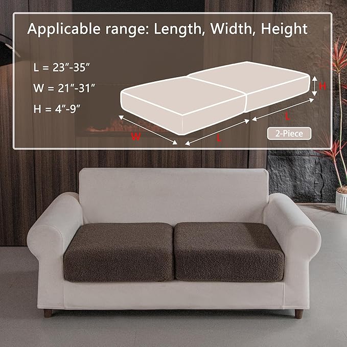 Couch Cushion Covers for Sectional Sofa, Stretch Soft Sofa Slipcovers Washable Wear-Resistant Universal Furniture Protector for Living Room(2 Seaters Covers, Brown)-Ruum Studio Home