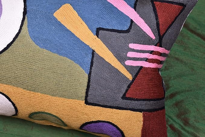 Lumbar Kandinsky Abstract Pillow Cover - Soul Modern Chair Pillowcase Abstract Couch Cushion Contemporary Pillowsham Farmhouse Sofa Handmade Wool Size 14x20-Ruum Studio Home