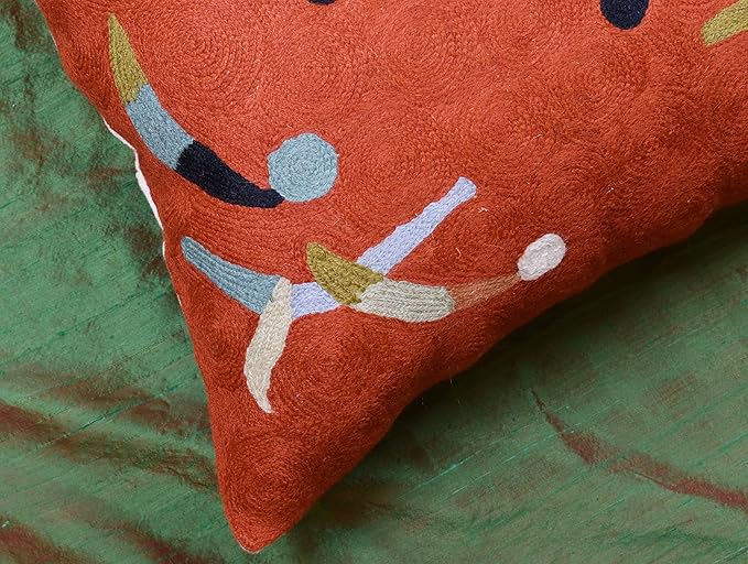 Kandinsky Modern Pillow Cover Orange Abstract Pillowcase Modern Chair Cushion Contemporary Pillowsham Outdoor Mid Century Chair Handmade Wool Size 18x18-Ruum Studio Home