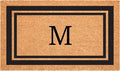 Calloway Mills 152962448 Black Border 24" x 48" Monogram Doormat (Letter M)-Ruum Studio Home