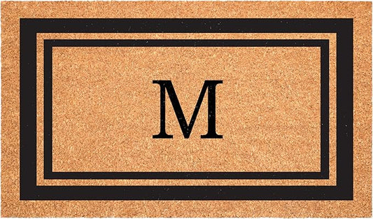 Calloway Mills 152961830M Black Border 18" x 30" Monogram Doormat, (Letter M)-Ruum Studio Home