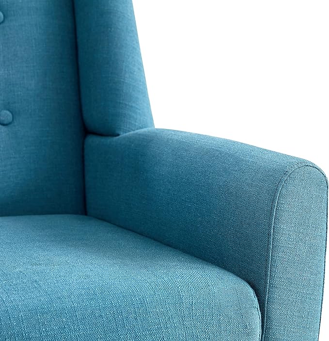 HUIMO Button-Tufted Accent Chairs,Upholstered Reading Living Room Chair,Mid Century Modern Chair with Linen Fabric, Club Chair,Comfy Arm Chairs for Living Room,Bedroom Lake Blue-Ruum Studio Home