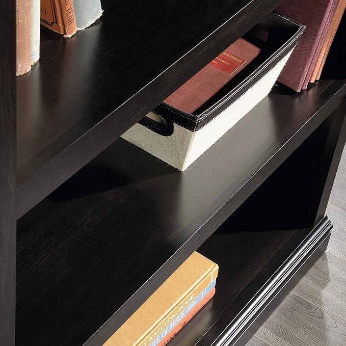 Sauder 3 Tier Book Shelf Wooden Bookcase Multipurpose Bookshelf for Home Office, Living Room, in Estate Black-Ruum Studio Home