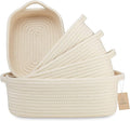 NaturalCozy 5-Piece Rectangle Storage Basket Set- Natural Cotton Rope Woven Baskets for Organizing! Small Basket for Montessori, Baby Nursery, Dog Toy Baskets, Cat Toy Box, Bathroom Organization Bin-Ruum Studio Home