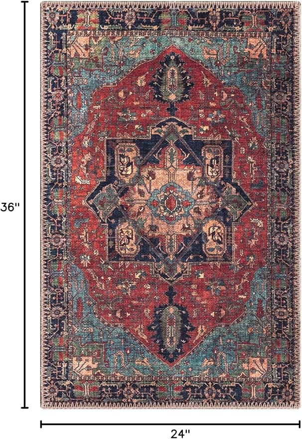 Keen Home Design 2x3 Rug - Machine Washable Entry Rug with Non-Slip Backing, Ideal for Enteryway, Kitchen, Bathroom, Laundry Room - Vintage, Easy Clean, Durable, Low Pile Rug - (2' x 3')-Ruum Studio Home