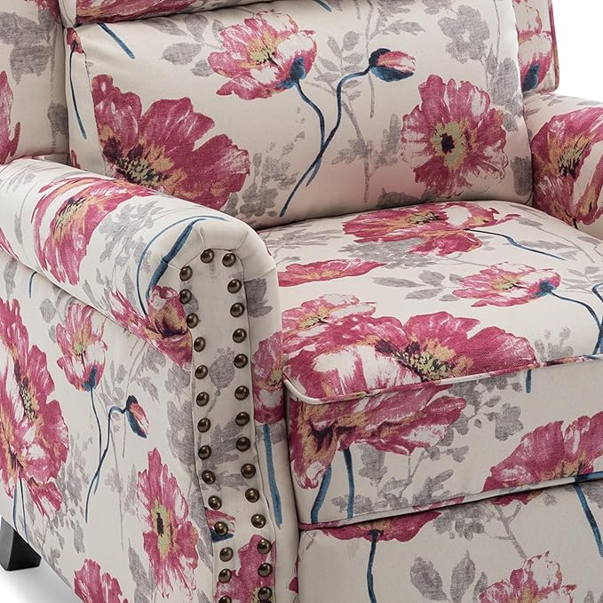 UIXE Pushback Recliner Chairs Set of 2, Fabric Armchair Push Back Accent Chair, Rivet Trim Club Chair Home Theater Overstuffed Single Sofa Reading Seat for Living Room, Pattern-Ruum Studio Home